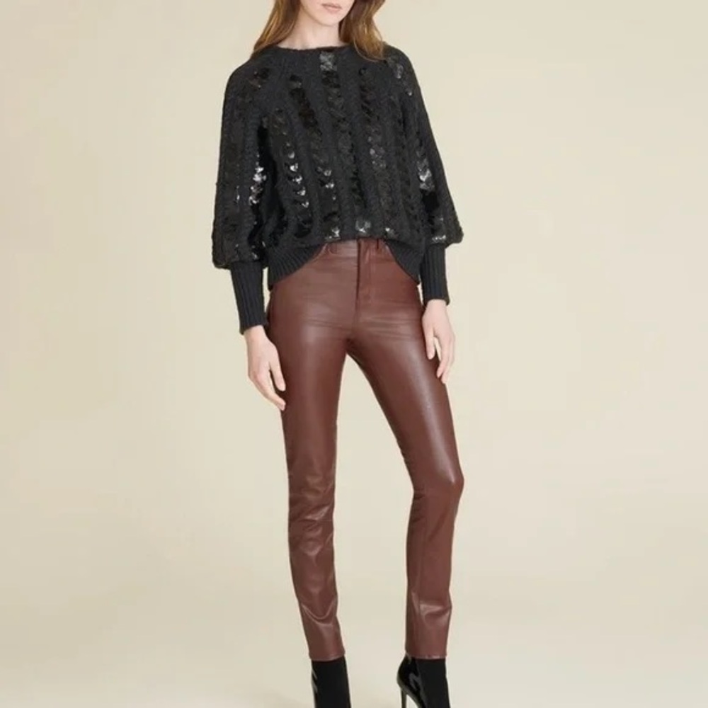 Veronica Beard Yola Crew Neck Pullover Sequin Sweater - Black size S